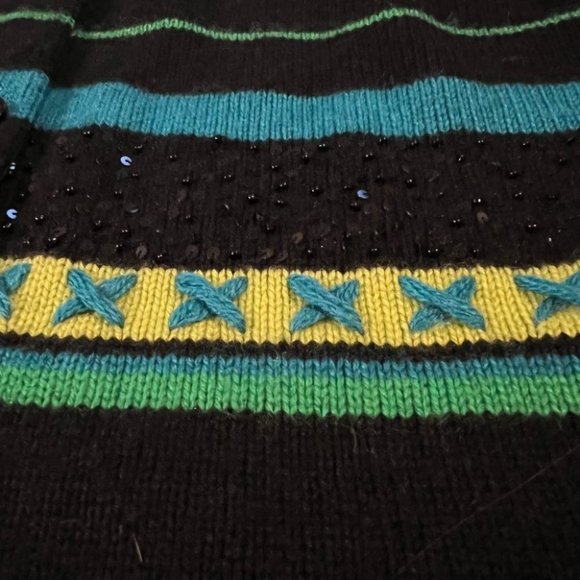 Vintage Votre Nom silk/cashmere blend embroidered striped cardigan - Picture 3 of 7